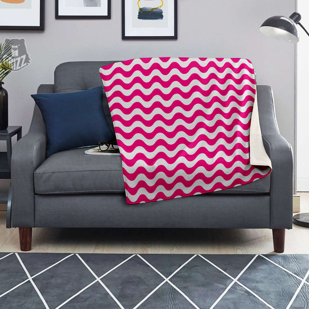 Pink Wave Striped Print Blanket-grizzshop