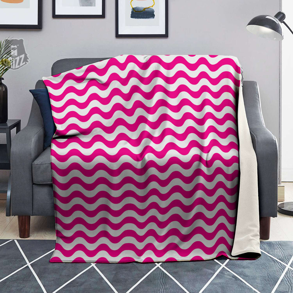 Pink Wave Striped Print Blanket-grizzshop