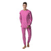 Pink Wave Striped Print Men's Pajamas-grizzshop