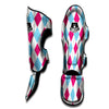 Pink White And Blue Argyle Print Pattern Muay Thai Shin Guards-grizzshop