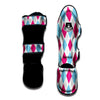 Pink White And Blue Argyle Print Pattern Muay Thai Shin Guards-grizzshop