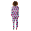 Pink White And Blue Argyle Print Pattern Women's Pajamas-grizzshop