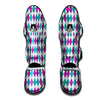 Pink White And Green Argyle Print Pattern Muay Thai Shin Guards-grizzshop