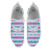 Pink White And Green Argyle Print Pattern White Athletic Shoes-grizzshop