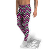 Pink White Black Zigzag Print Pattern Men's Leggings-grizzshop