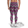 Pink White Black Zigzag Print Pattern Men's Leggings-grizzshop