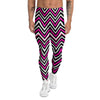 Pink White Black Zigzag Print Pattern Men's Leggings-grizzshop