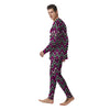 Pink White Black Zigzag Print Pattern Men's Pajamas-grizzshop