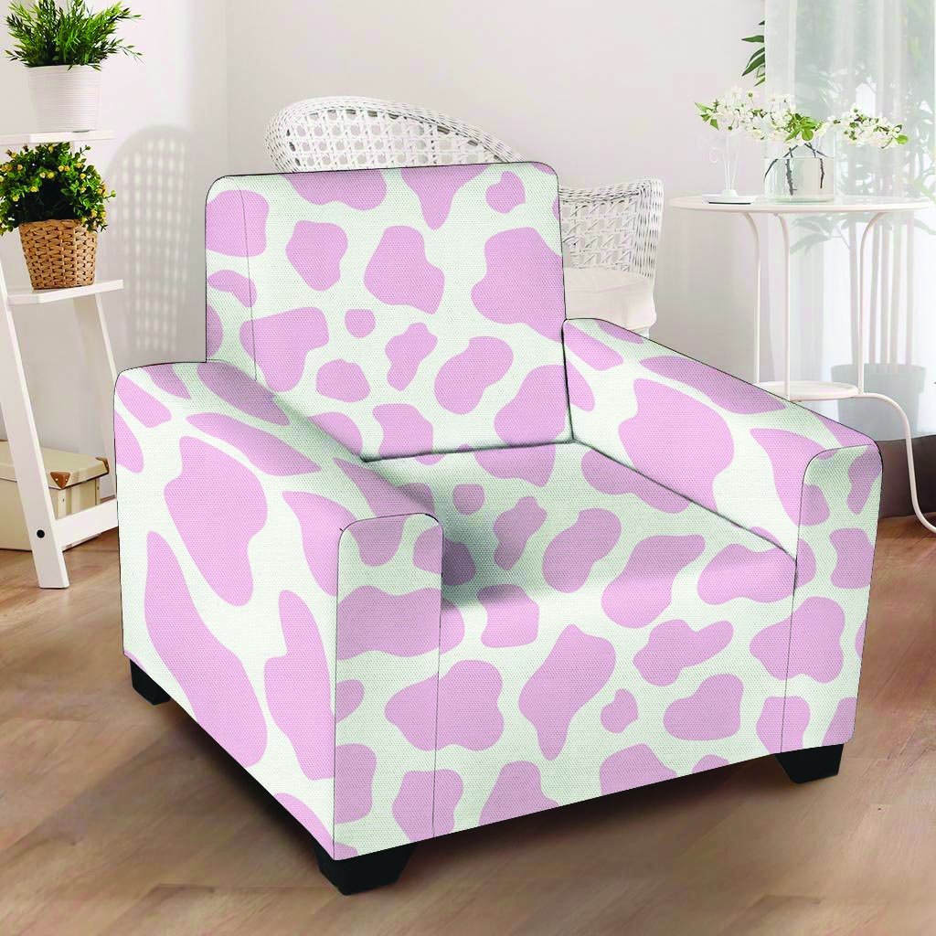 Pink White Cow Print Armchair Cover-grizzshop