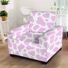 Pink White Cow Print Armchair Cover-grizzshop