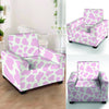 Pink White Cow Print Armchair Cover-grizzshop