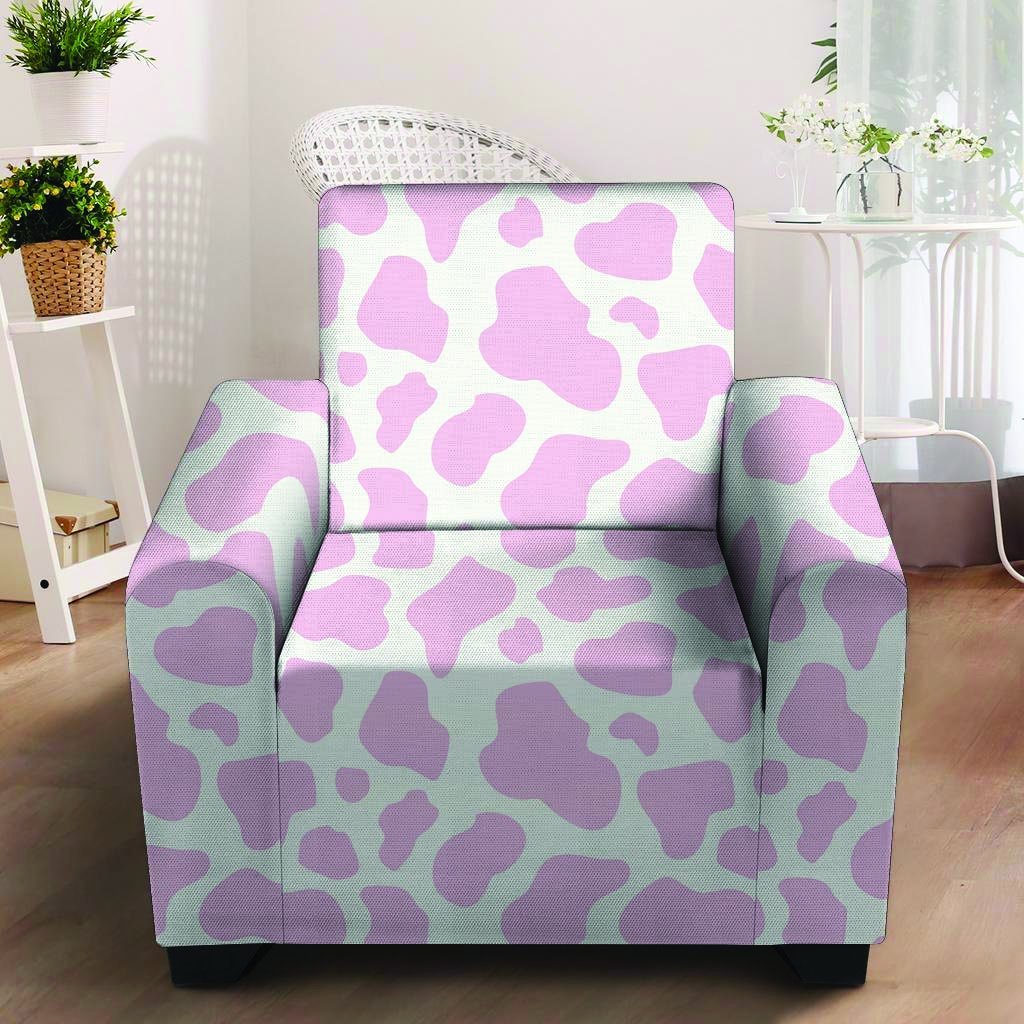 Pink White Cow Print Armchair Cover-grizzshop