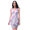 Pink White Cow Print Bodycon Dress-grizzshop