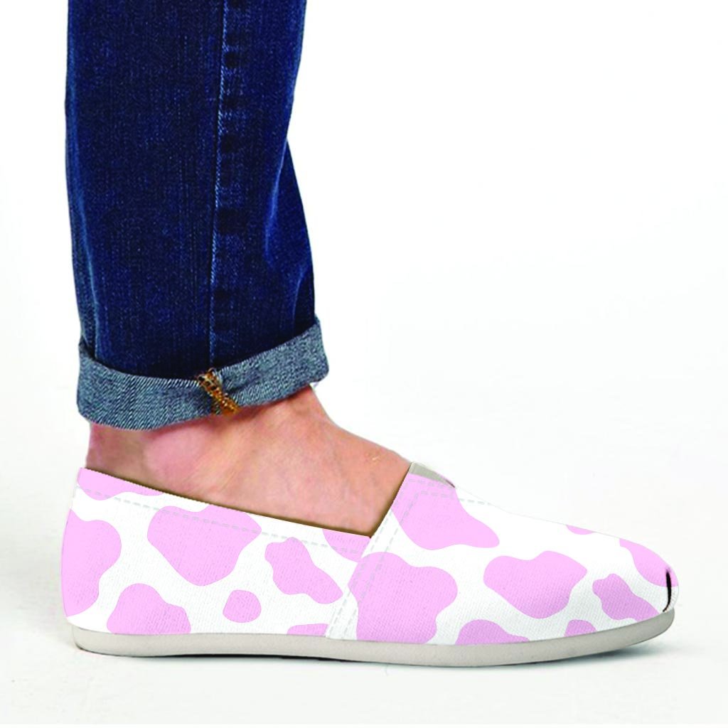 Pink White Cow Print Canvas Shoes-grizzshop