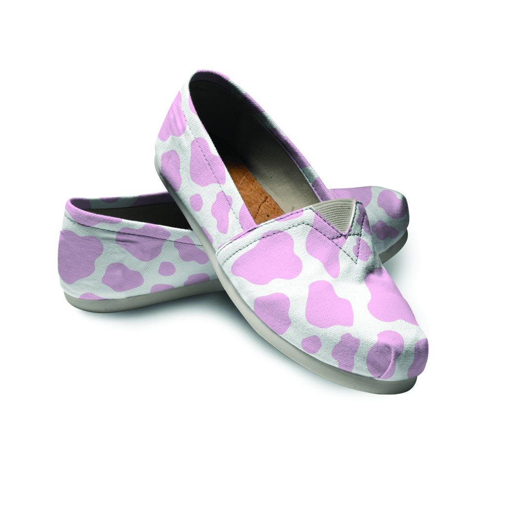 Pink White Cow Print Canvas Shoes-grizzshop