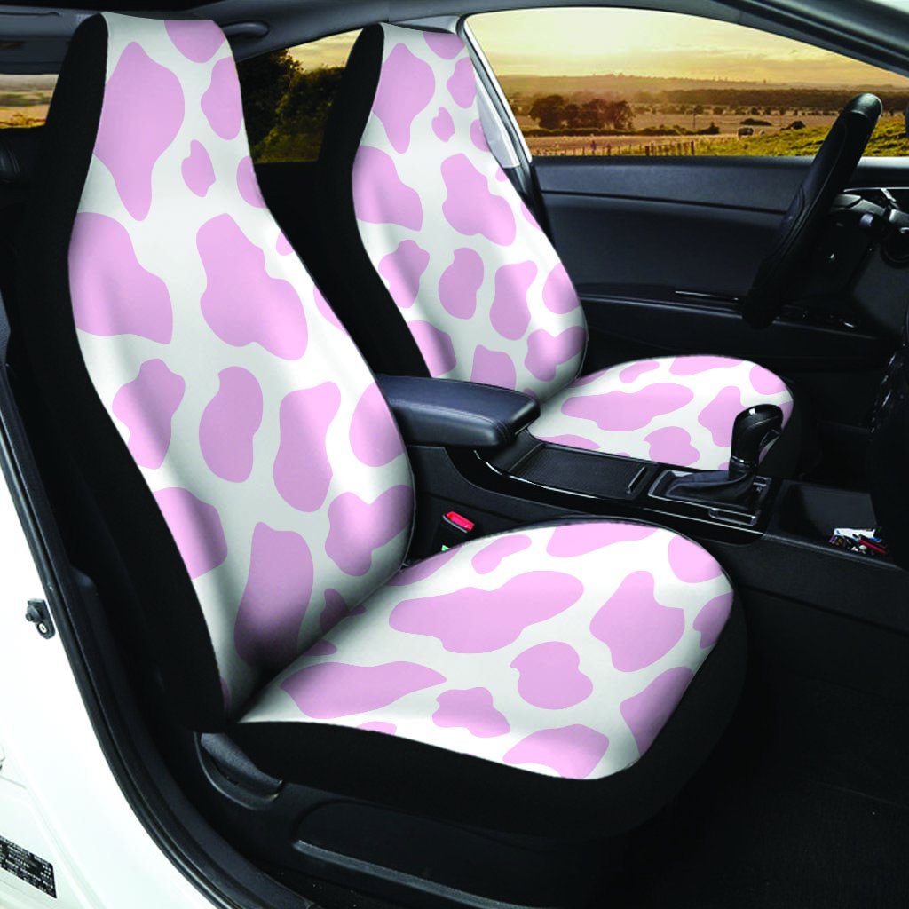 Pink White Cow Print Car Seat Covers-grizzshop