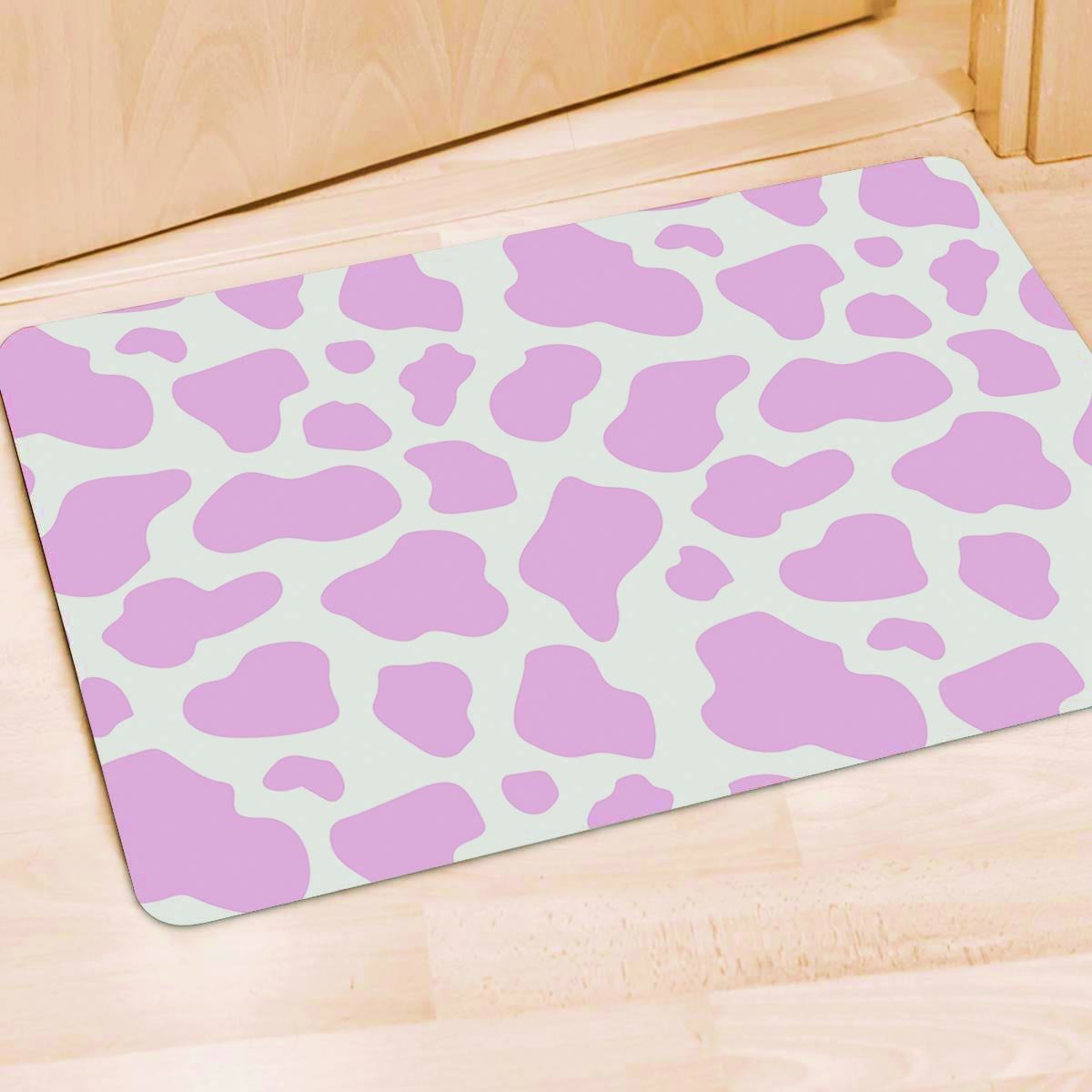 Pink White Cow Print Door Mat-grizzshop