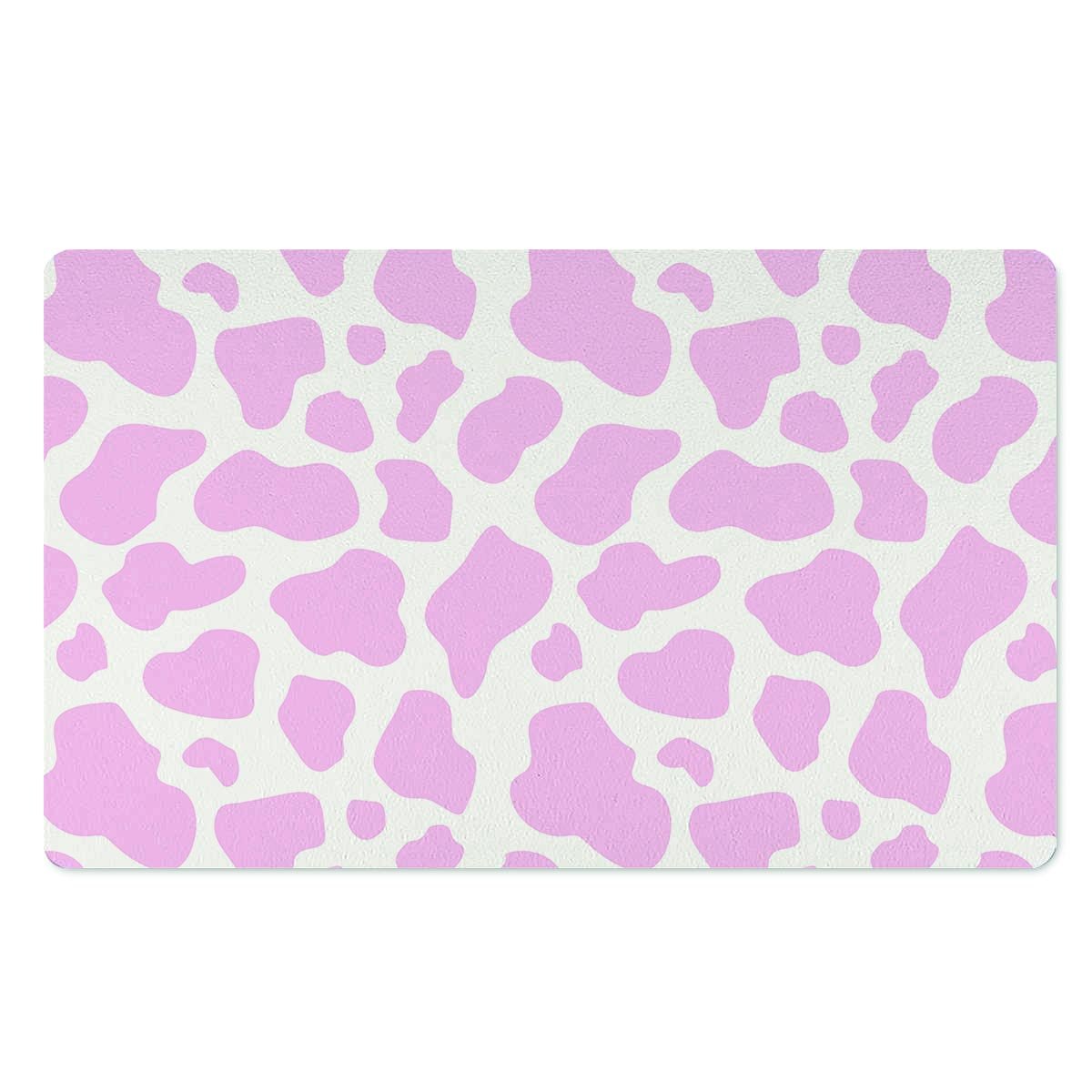 Pink White Cow Print Door Mat-grizzshop