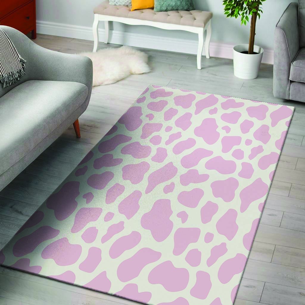 Pink White Cow Print Floor Mat-grizzshop