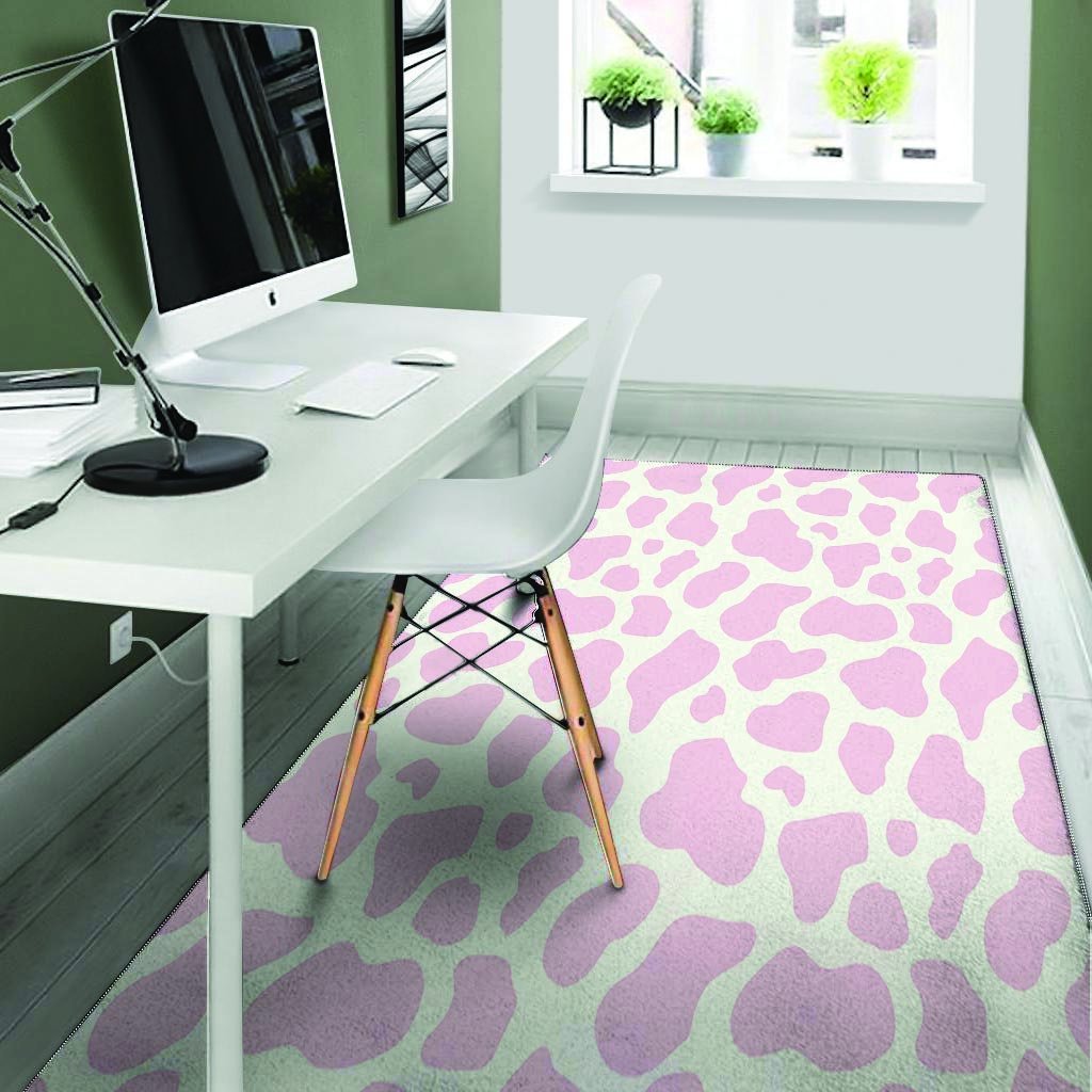 Pink White Cow Print Floor Mat-grizzshop