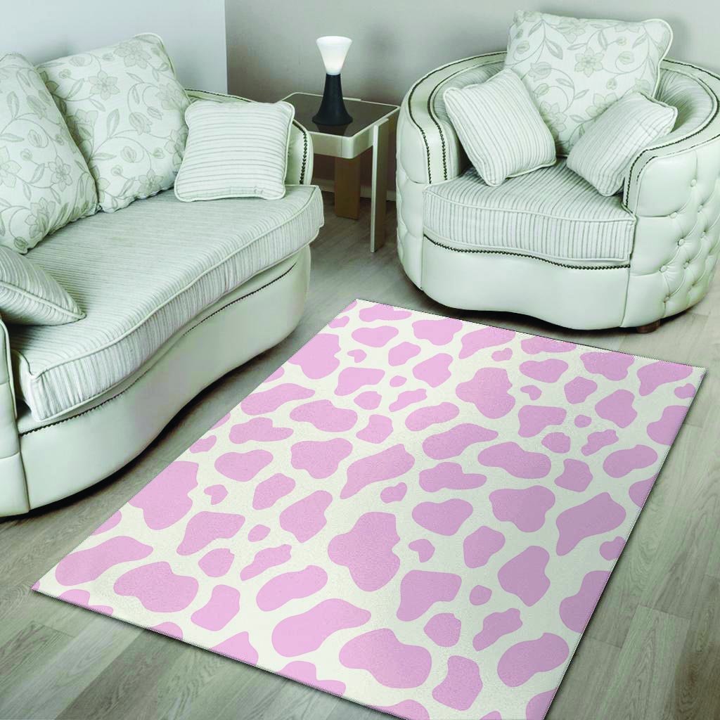 Pink White Cow Print Floor Mat-grizzshop