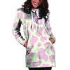 Pink White Cow Print Hoodie Dress-grizzshop