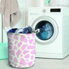 Pink White Cow Print Laundry Basket-grizzshop