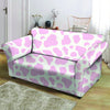 Pink White Cow Print Loveseat Cover-grizzshop