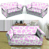 Pink White Cow Print Loveseat Cover-grizzshop