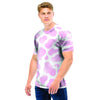 Pink White Cow Print Men T Shirt-grizzshop