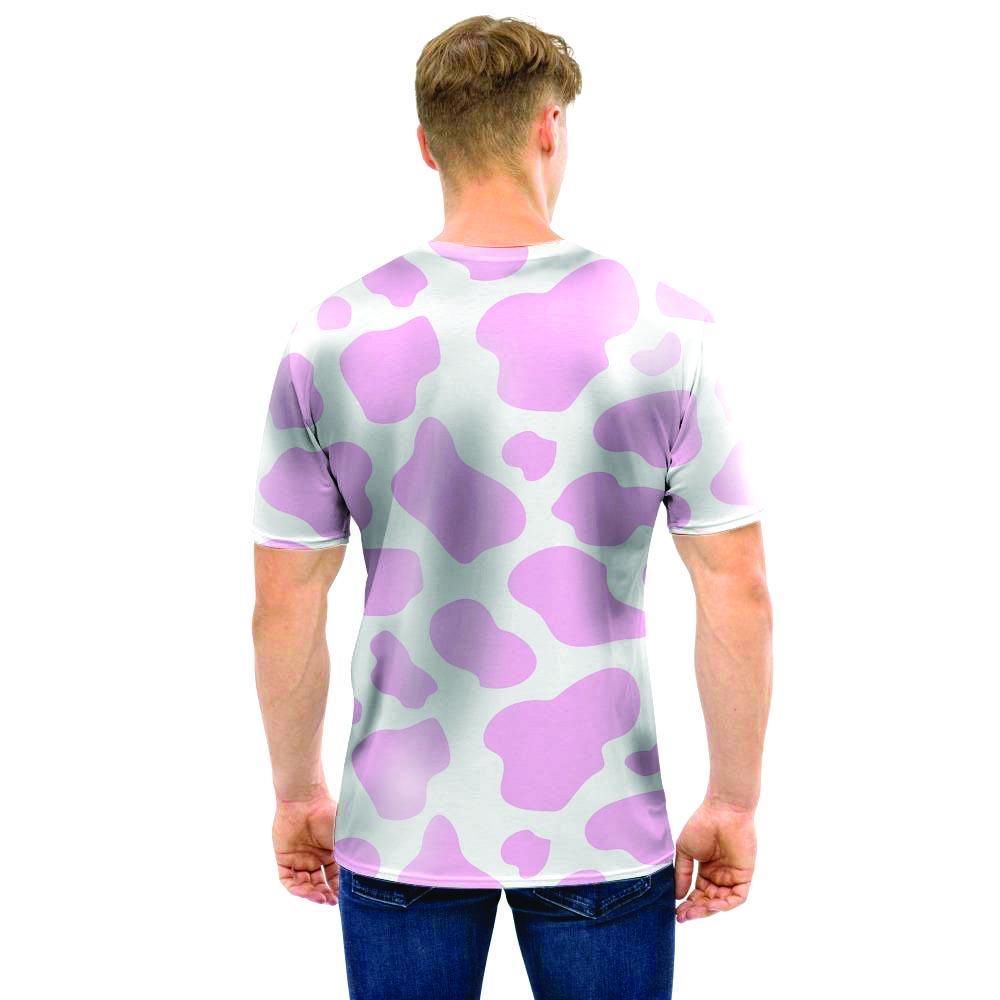 Pink White Cow Print Men T Shirt-grizzshop