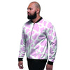 Pink White Cow Print Men's Bomber Jacket-grizzshop