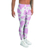 Pink White Cow Print Men's Leggings-grizzshop