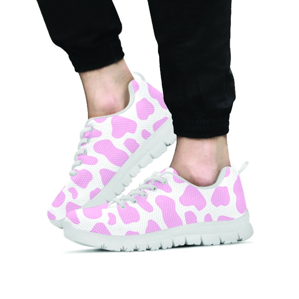 Pink White Cow Print Men's Sneakers-grizzshop