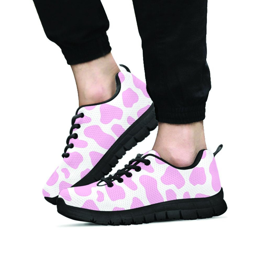 Pink White Cow Print Men's Sneakers-grizzshop