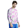 Pink White Cow Print Men's Sweatshirt-grizzshop