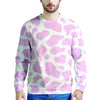 Pink White Cow Print Men's Sweatshirt-grizzshop