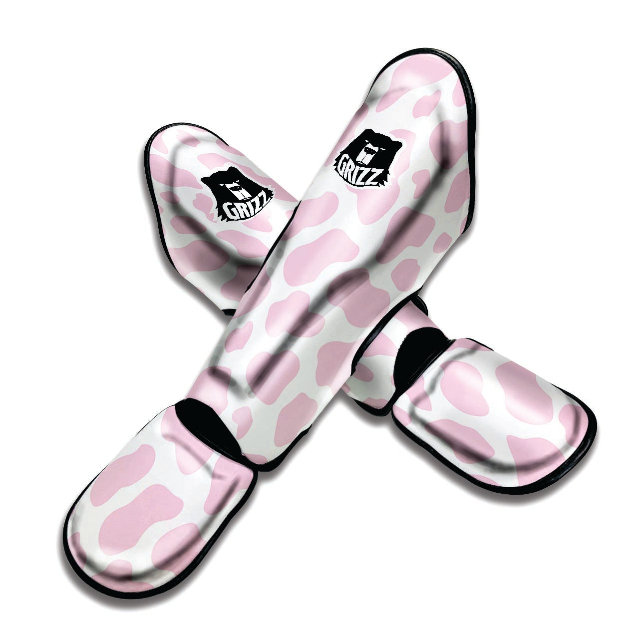 Pink White Cow Print Muay Thai Shin Guard-grizzshop