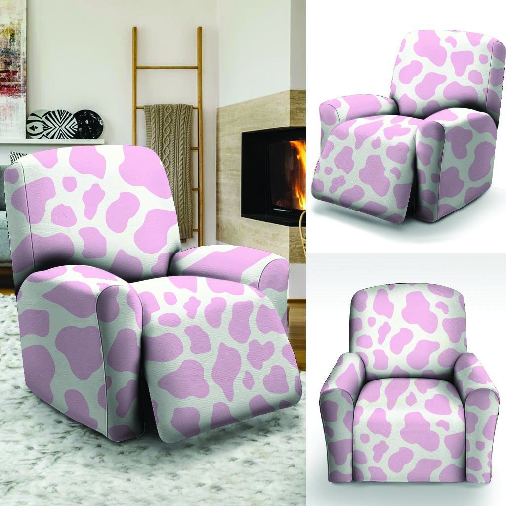 Pink White Cow Print Recliner Cover-grizzshop