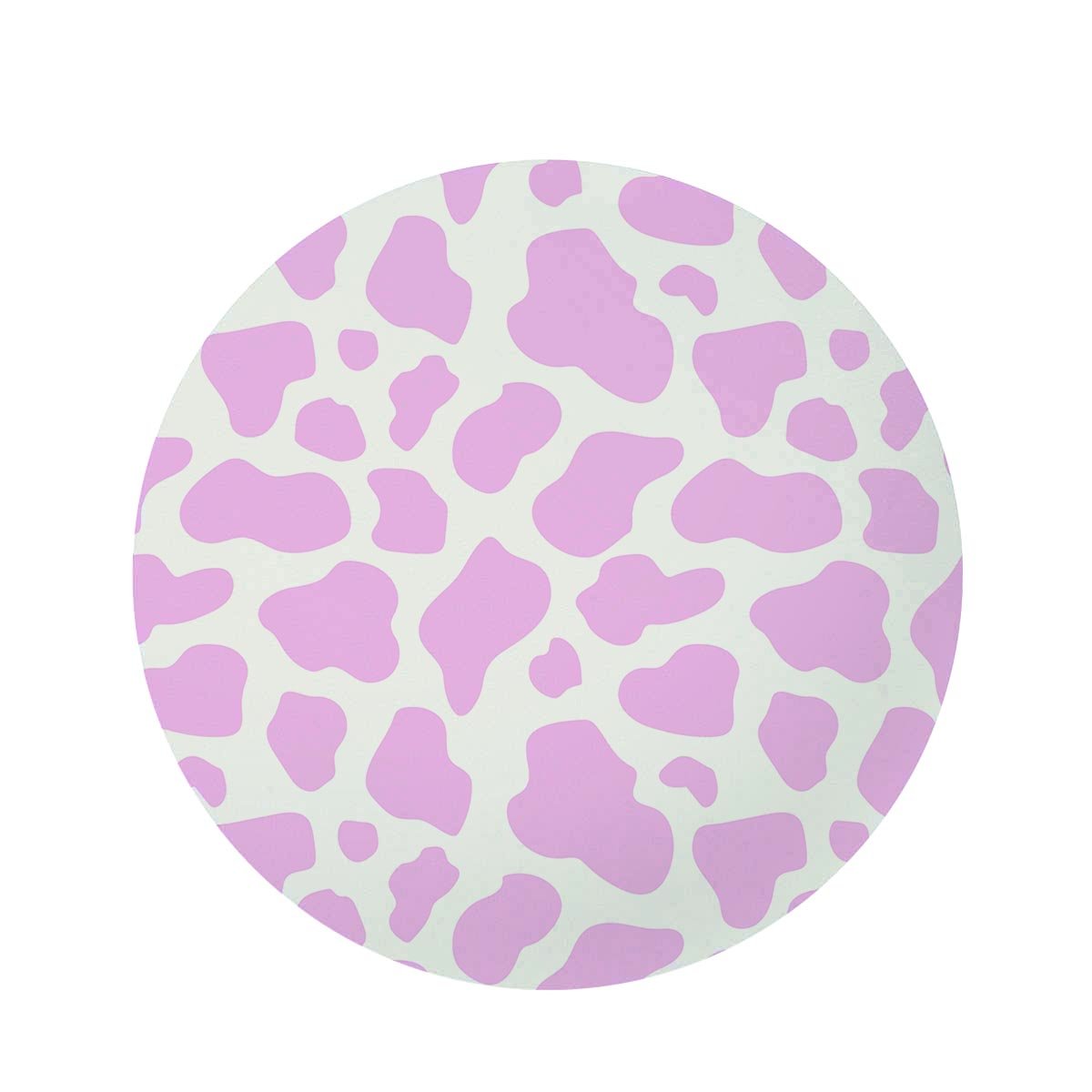 Pink White Cow Print Round Rug-grizzshop