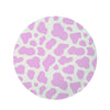 Pink White Cow Print Round Rug-grizzshop