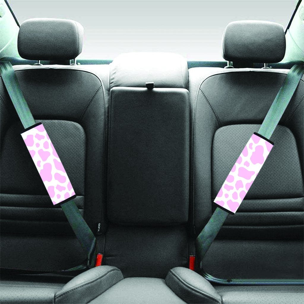 Pink White Cow Print Seat Belt Cover-grizzshop