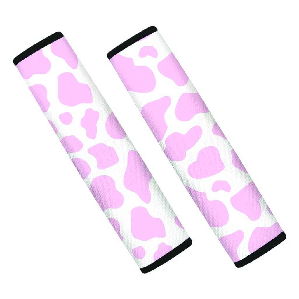 Pink White Cow Print Seat Belt Cover-grizzshop