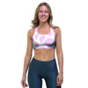 Pink White Cow Print Sports Bra-grizzshop