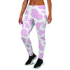 Pink White Cow Print Women's Joggers-grizzshop