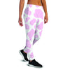 Pink White Cow Print Women's Joggers-grizzshop