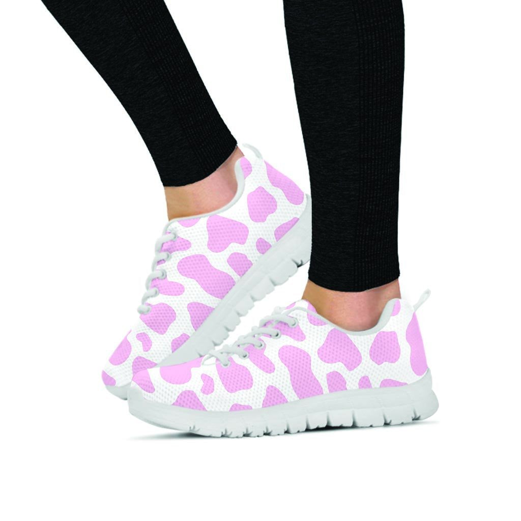 Pink White Cow Print Women's Sneakers-grizzshop