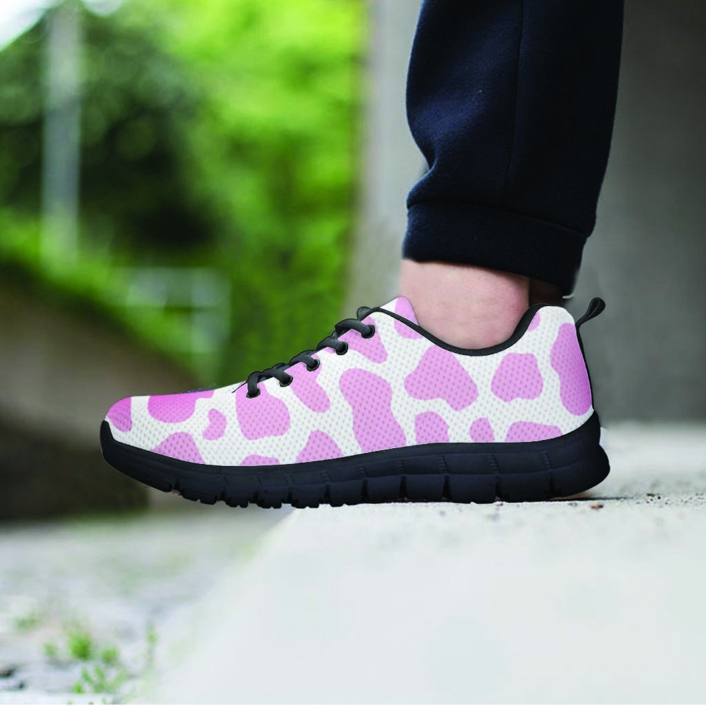 Pink White Cow Print Women's Sneakers-grizzshop