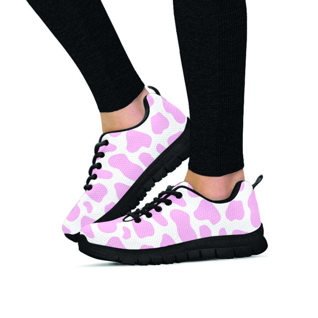 Pink White Cow Print Women's Sneakers-grizzshop