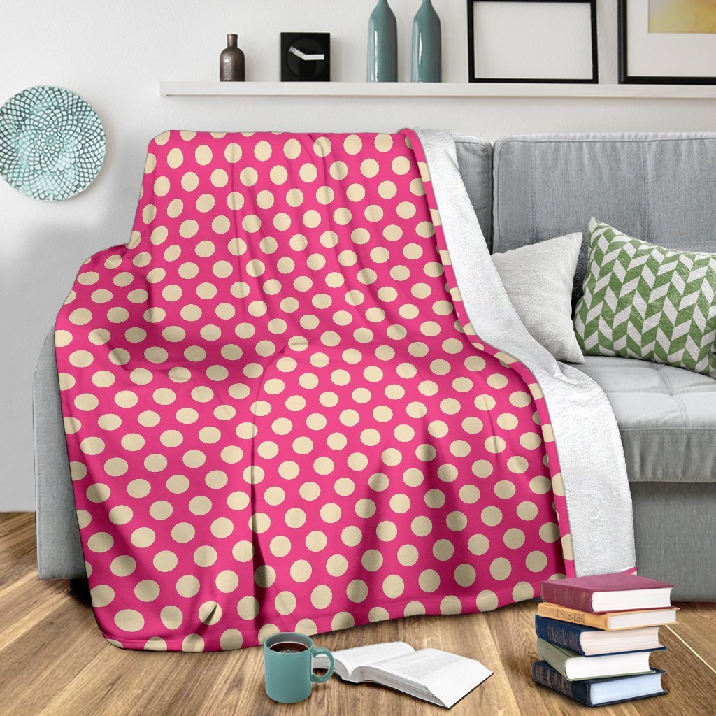 Pink White Polka dot Pattern Print Blanket-grizzshop